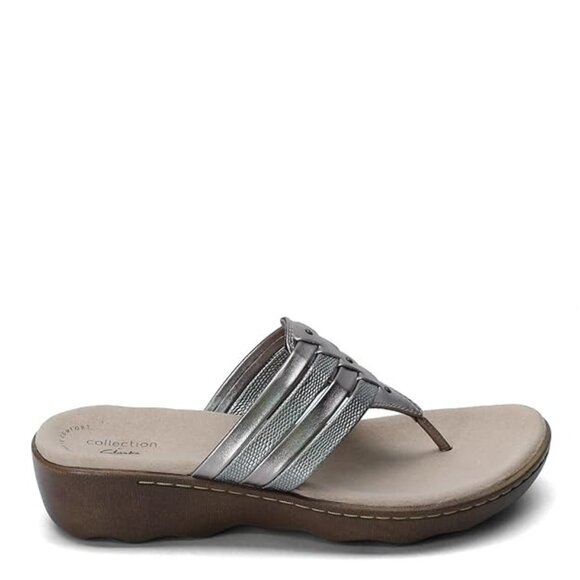 Clarks Womens Phebe Carman Strappy Metallic Bronze Wedge Sandals Size 9.5M - Picture 1 of 12
